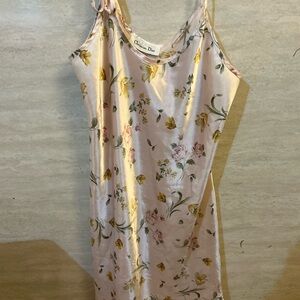 Vintage Christan Dior Pink Floral Tie Strap Nightgown Satin Feel Dress